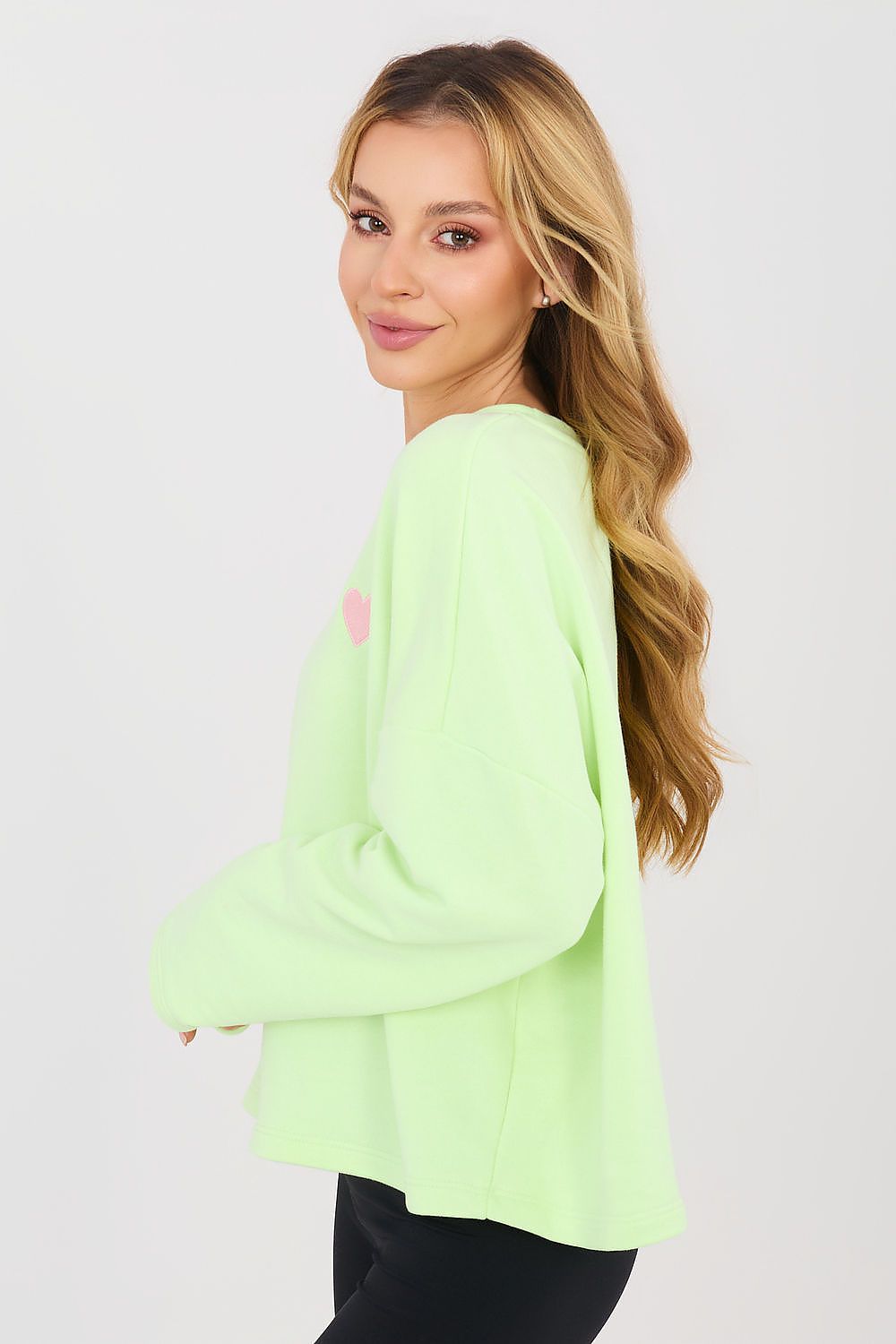 Pullover Damen Langarm Herz Stickerei - Casual Sweatshirt Baumwolle