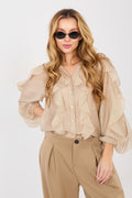 Hemd Damen Kragenlos Puffärmel Tencel – Elegant & Feminin