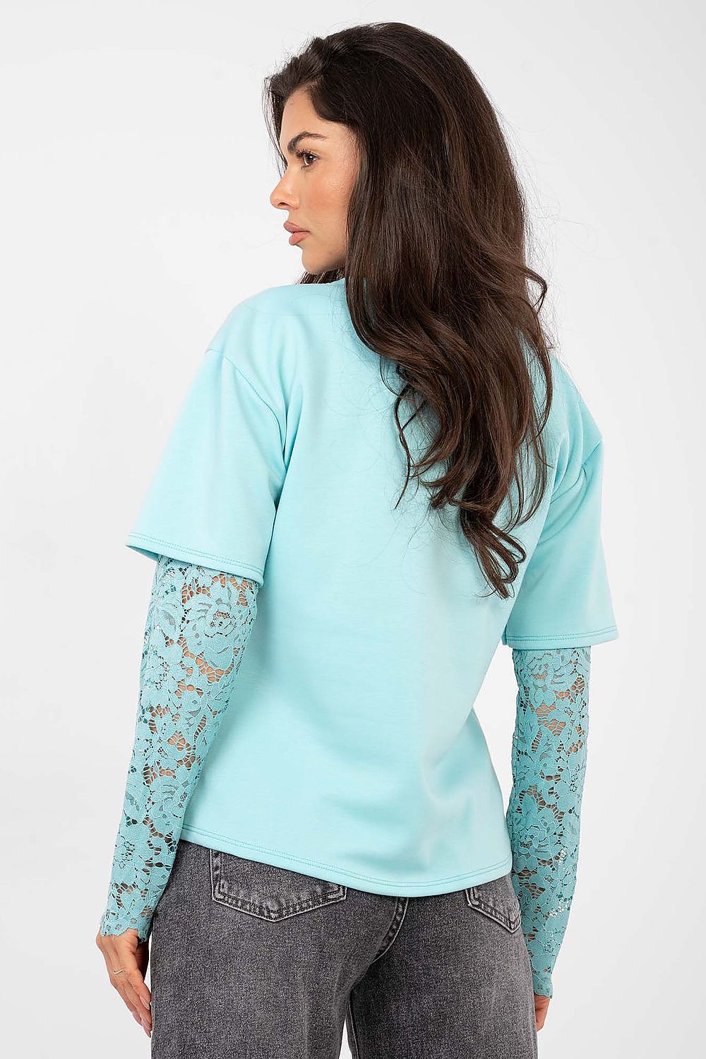 Bluse Damen 3/4 Arm Spitze - Lässige Bluse Runder Ausschnitt
