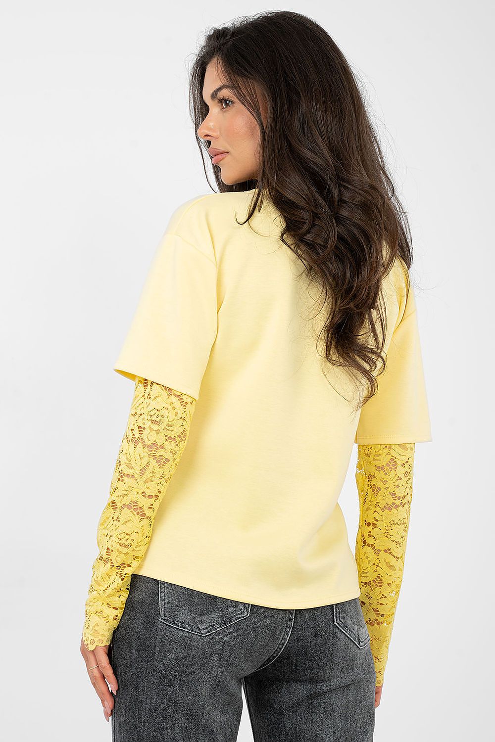 Bluse Damen 3/4 Arm Spitze - Lässige Bluse Runder Ausschnitt