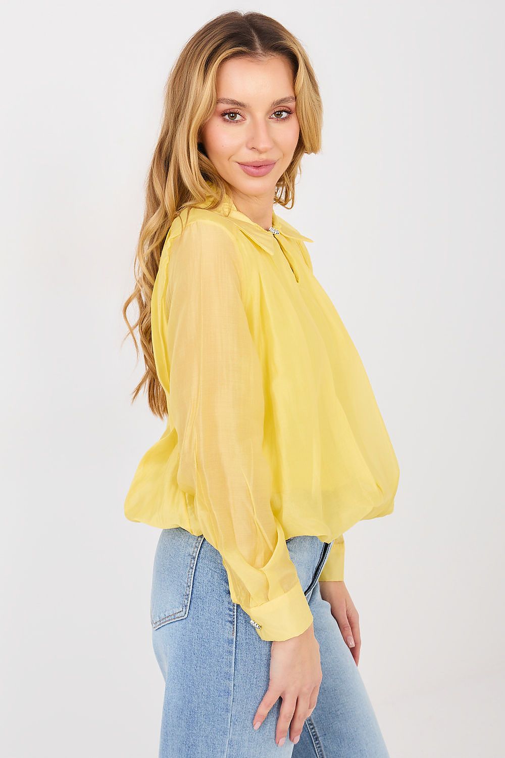 Hemd Damen Tencel Elegant Gummibund Kragen Universalgröße