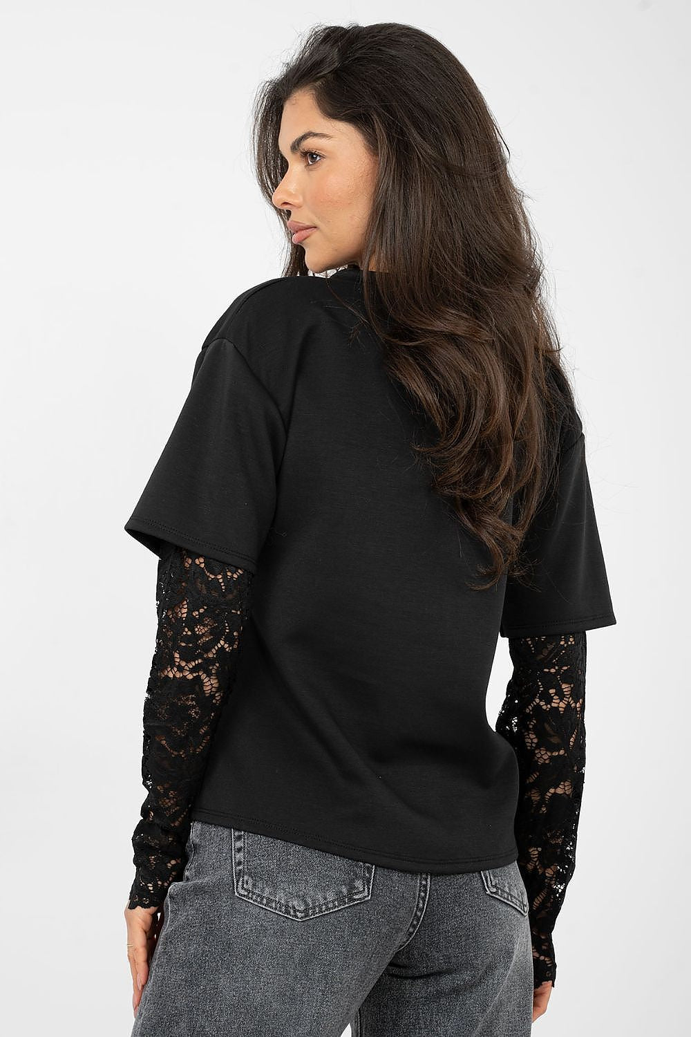 Bluse Damen 3/4 Arm Spitze - Lässige Bluse Runder Ausschnitt