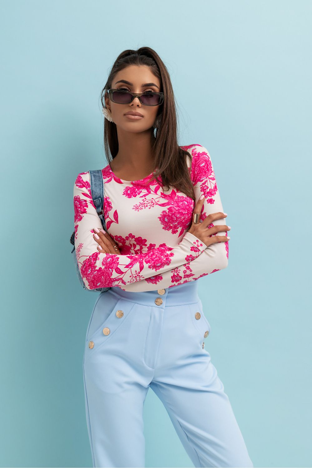 Langarmshirt Damen Blumendruck - Elegantes Viskose Shirt