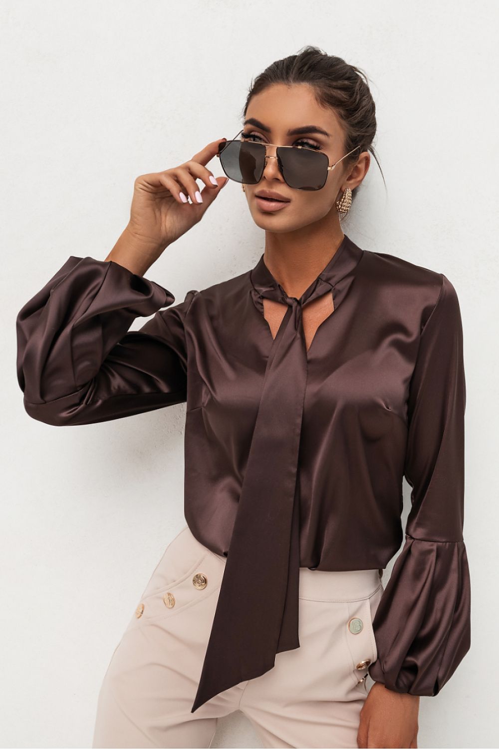 Satin Hemdbluse Damen Bordeaux - Elegante Viskose Bluse