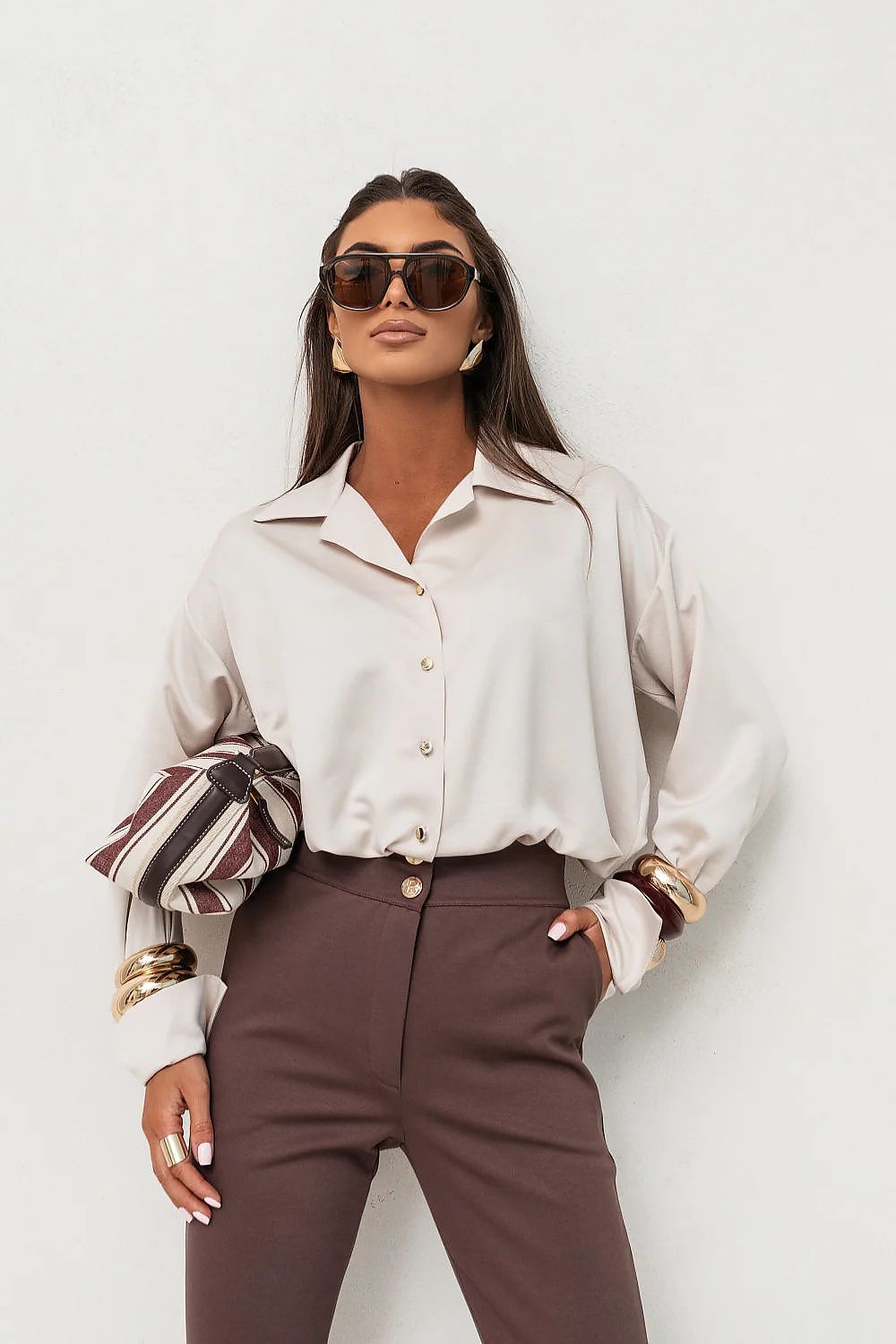 Bluse Damen Langarm Gestreift - Elegante Hemdbluse Büro
