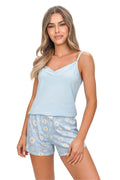 Pyjama Damen blau gemustert – Weiches Schlafanzug-Set mit Muster