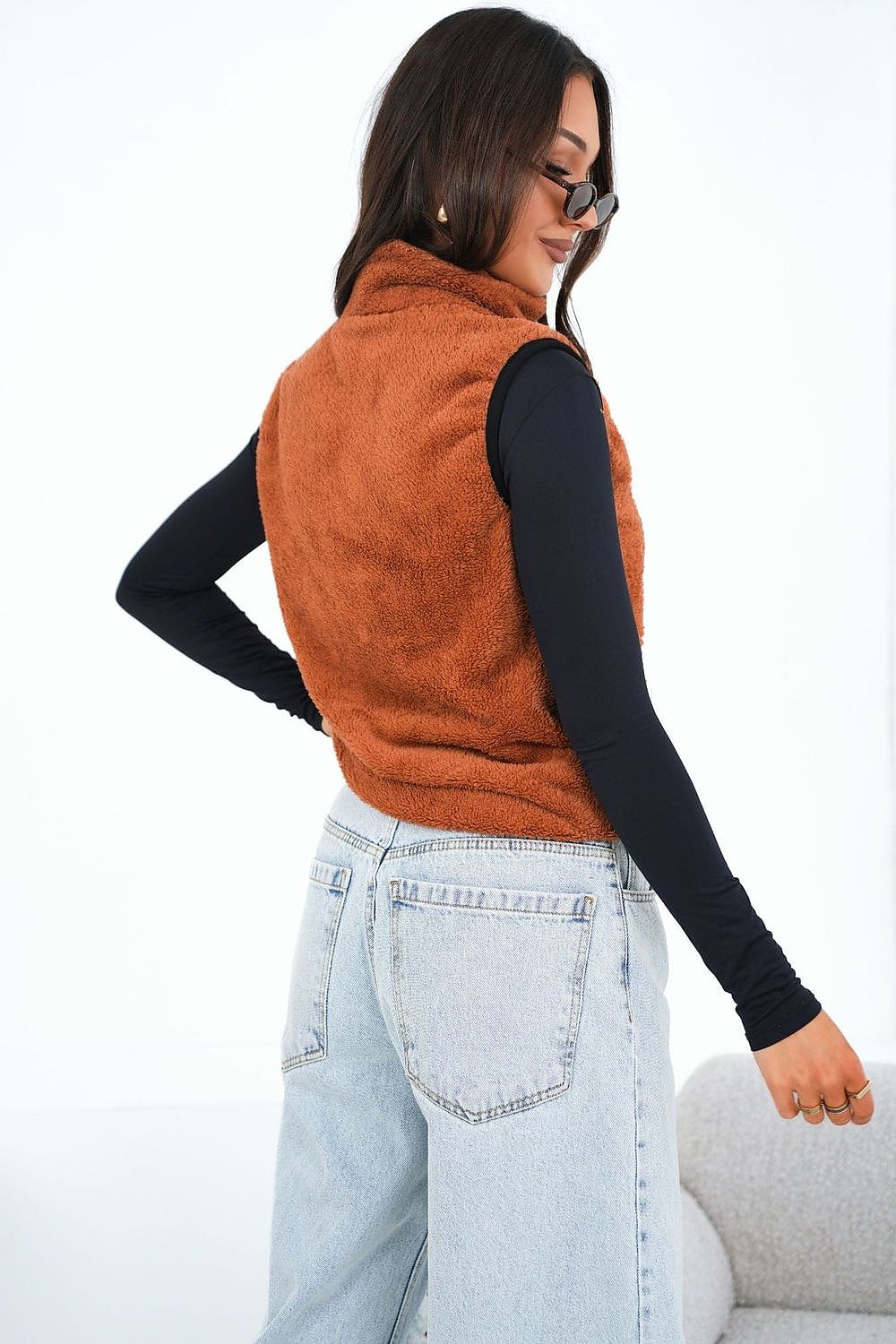 Weste Damen Teddy Fleece Reißverschluss – Warm & Stylish