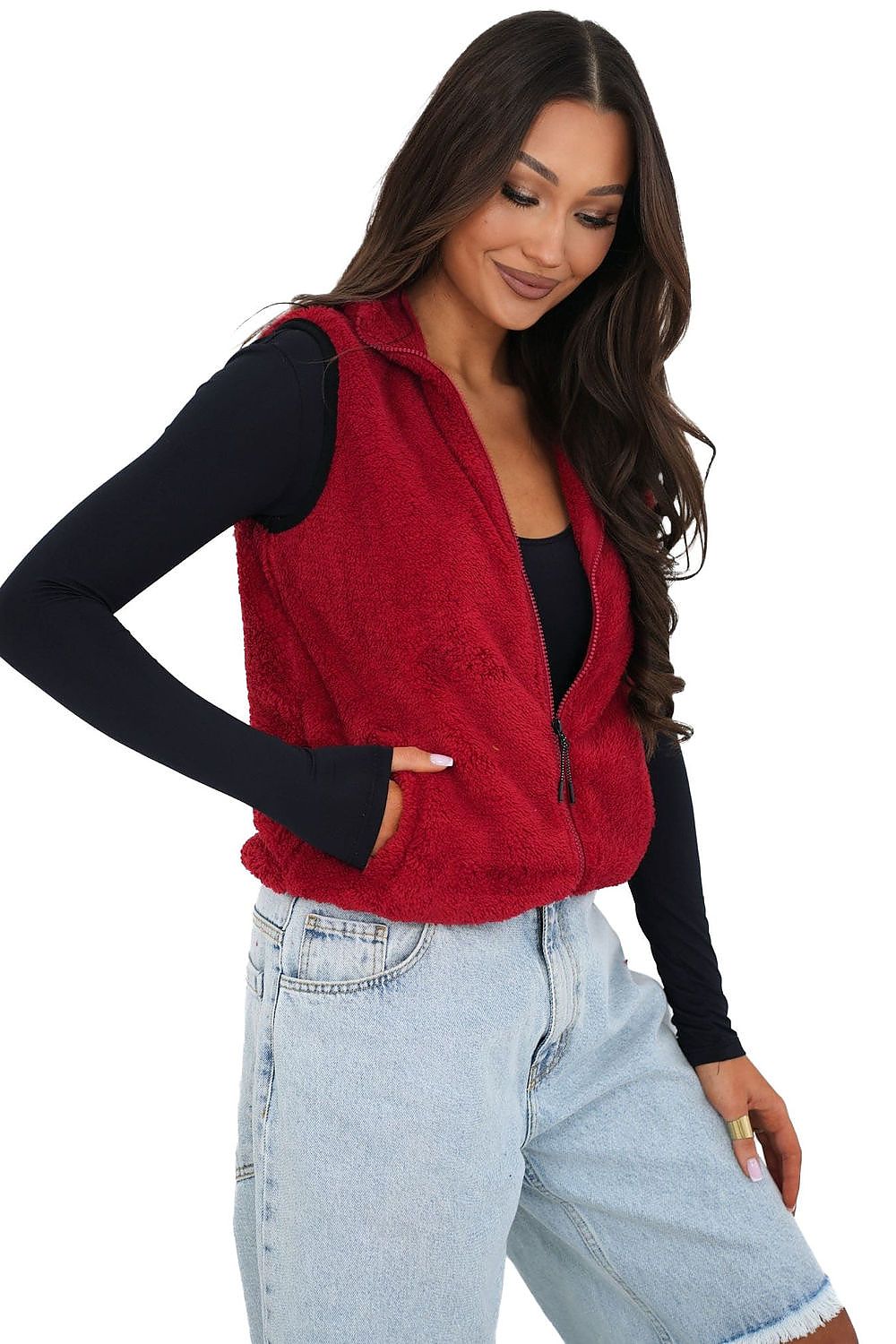 Weste Damen Teddy Fleece Reißverschluss – Warm & Stylish