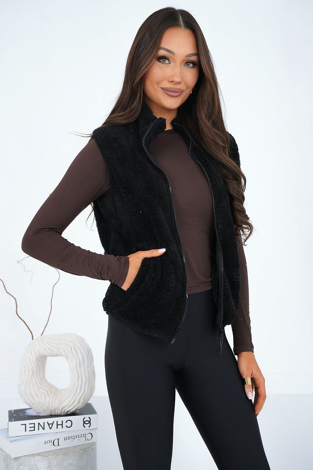Weste Damen Teddy Fleece Reißverschluss – Warm & Stylish