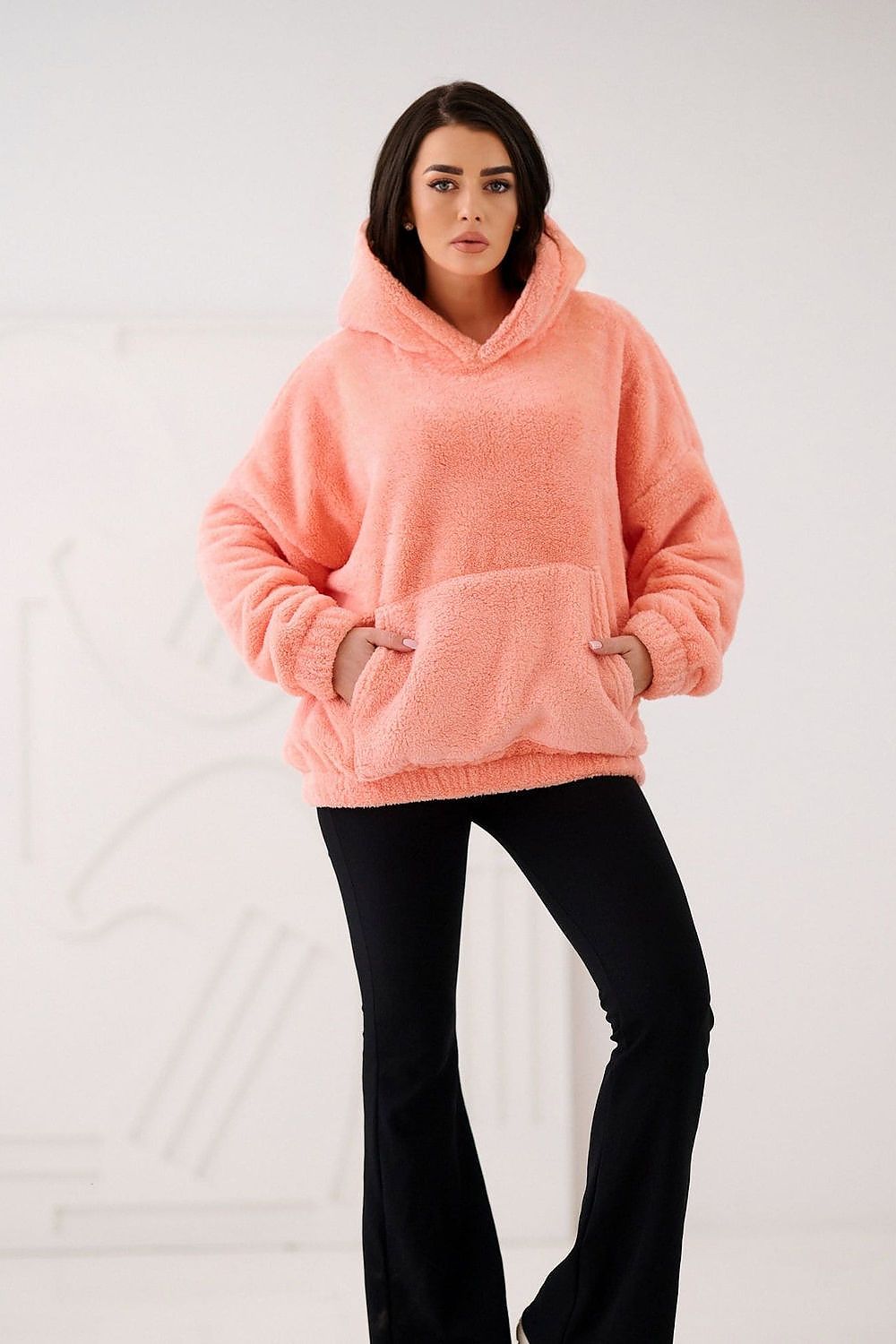 Hoodie Damen Bärenmotiv Kapuze Kängurutablesche