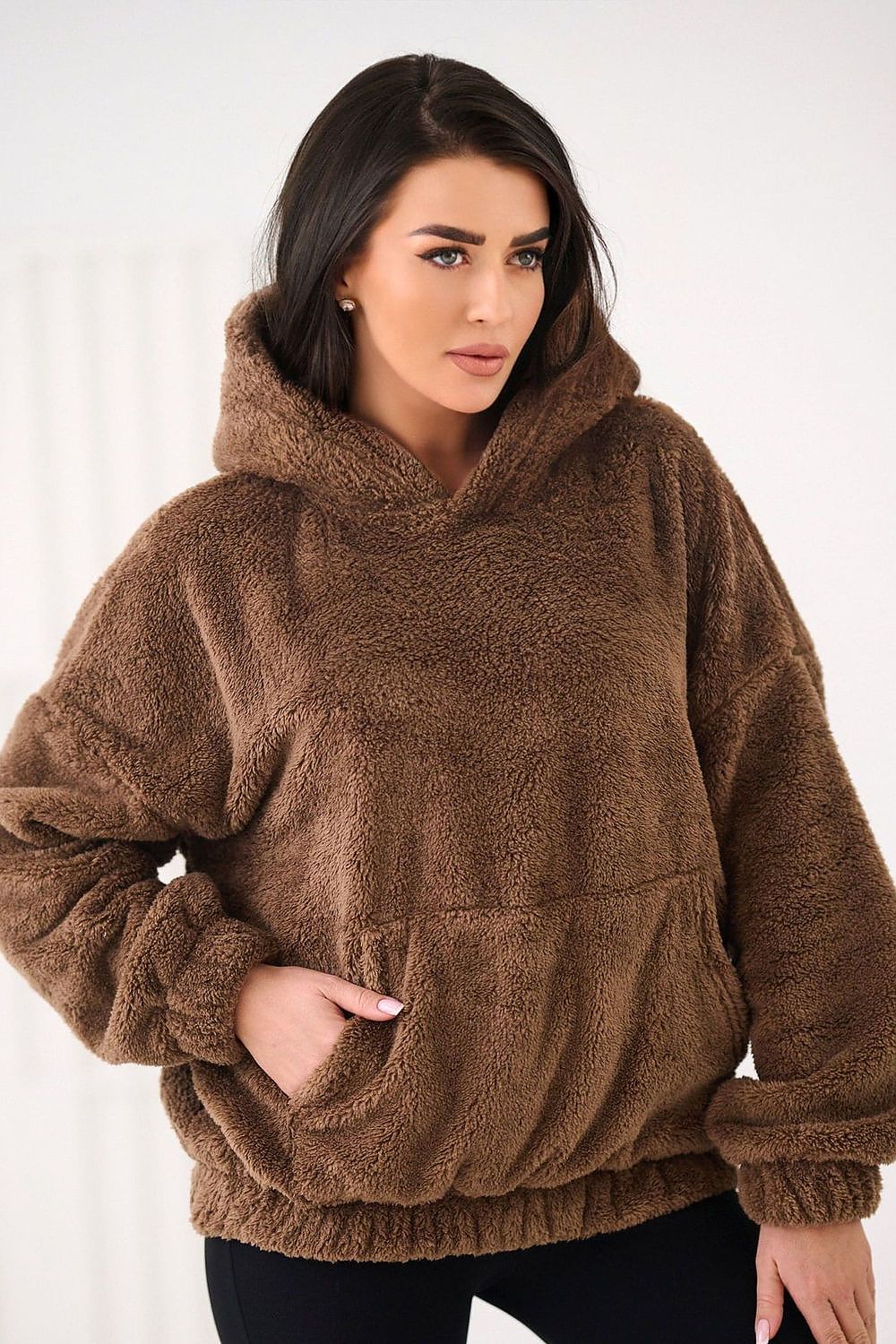 Hoodie Damen Bärenmotiv Kapuze Kängurutablesche