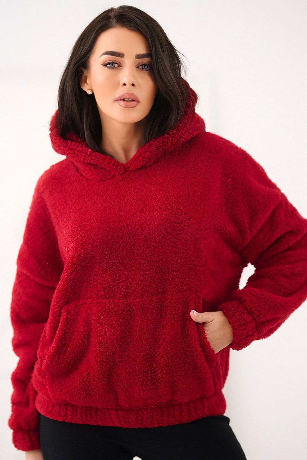 Hoodie Damen Bärenmotiv Kapuze Kängurutablesche