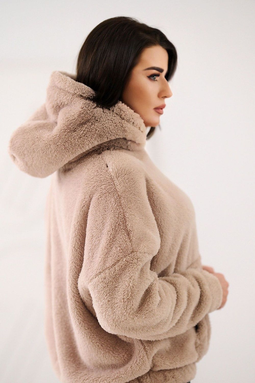 Hoodie Damen Bärenmotiv Kapuze Kängurutablesche