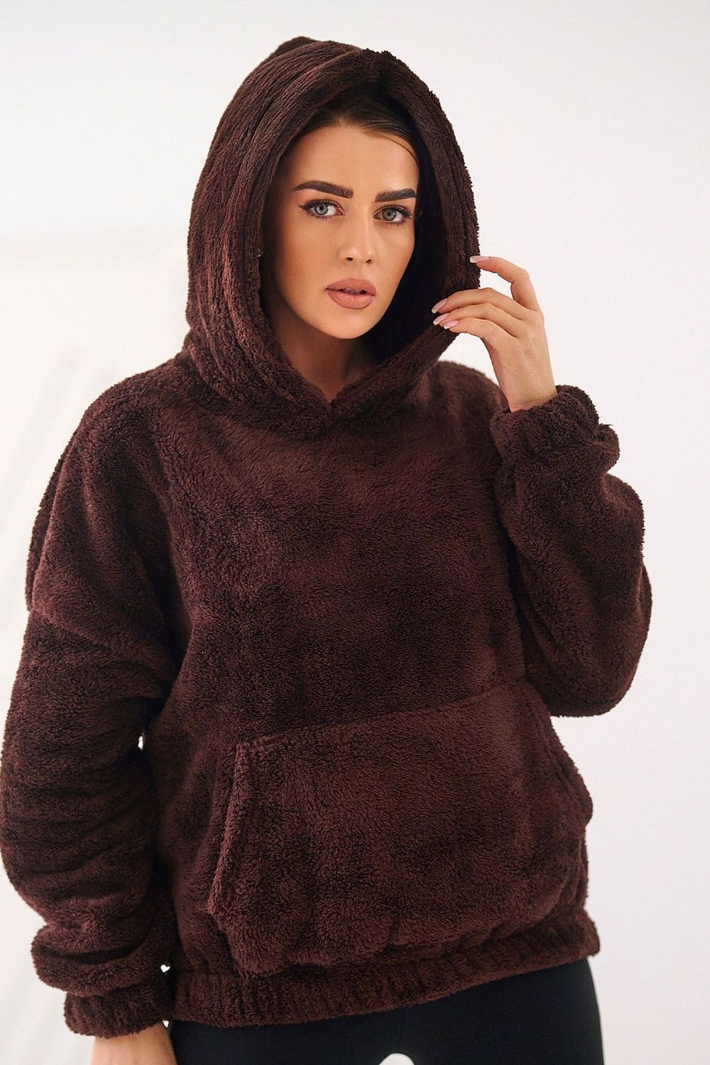 Hoodie Damen Bärenmotiv Kapuze Kängurutablesche