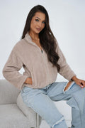 Sweatshirt Damen Teddy Fleece Reißverschluss – Kuschelig & Warm