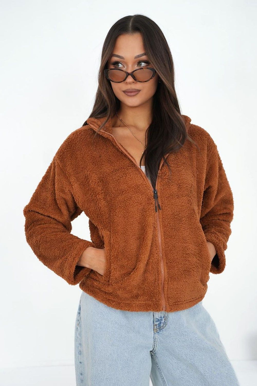 Sweatshirt Damen Teddy Fleece Reißverschluss – Kuschelig & Warm