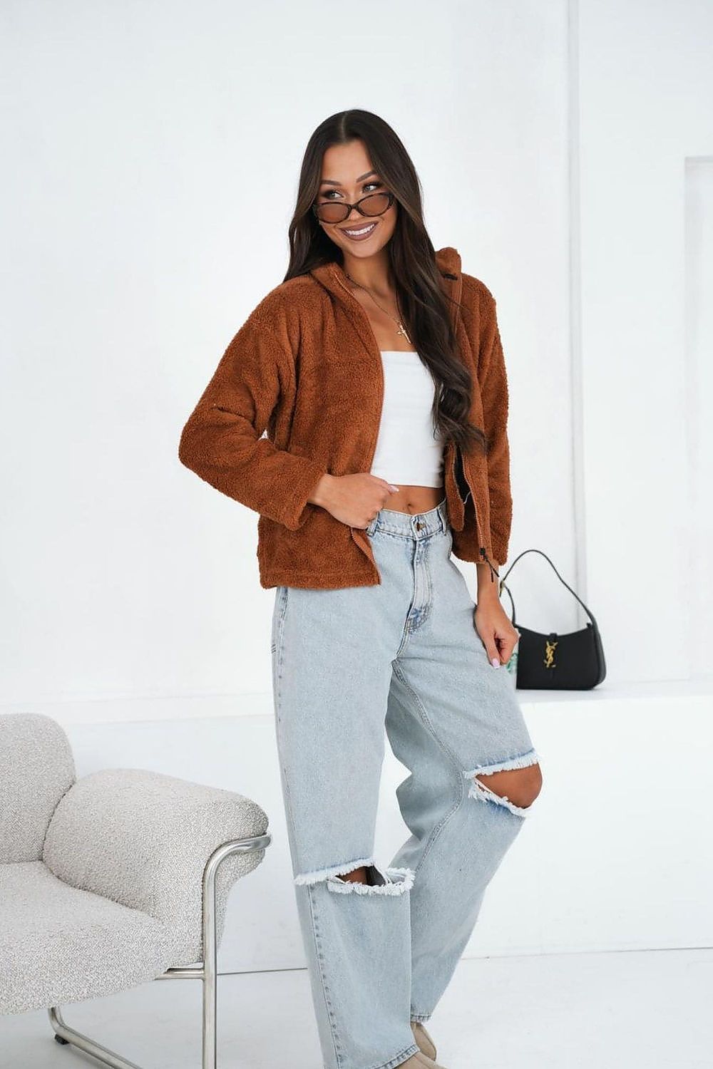 Sweatshirt Damen Teddy Fleece Reißverschluss – Kuschelig & Warm