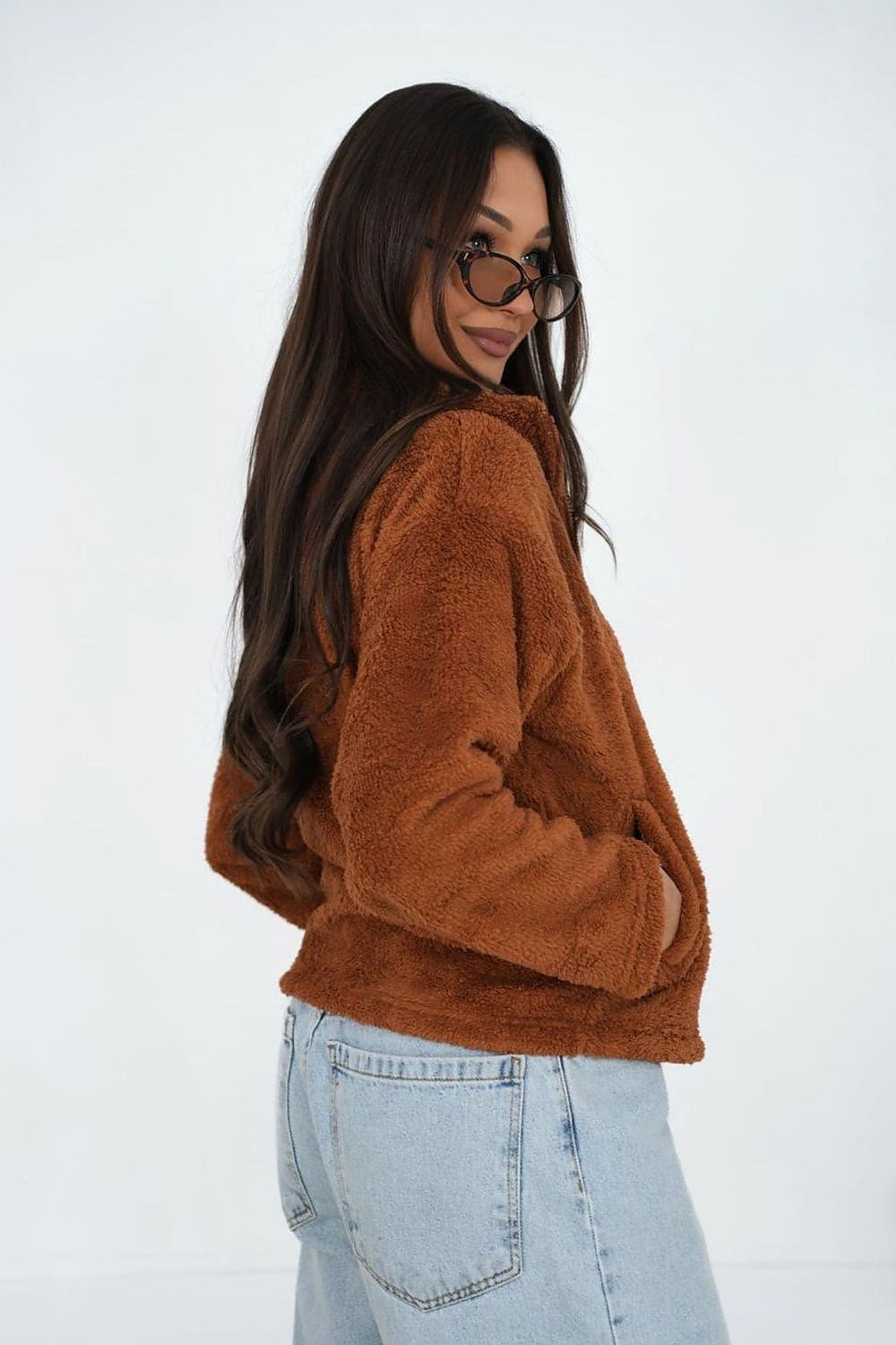 Sweatshirt Damen Teddy Fleece Reißverschluss – Kuschelig & Warm