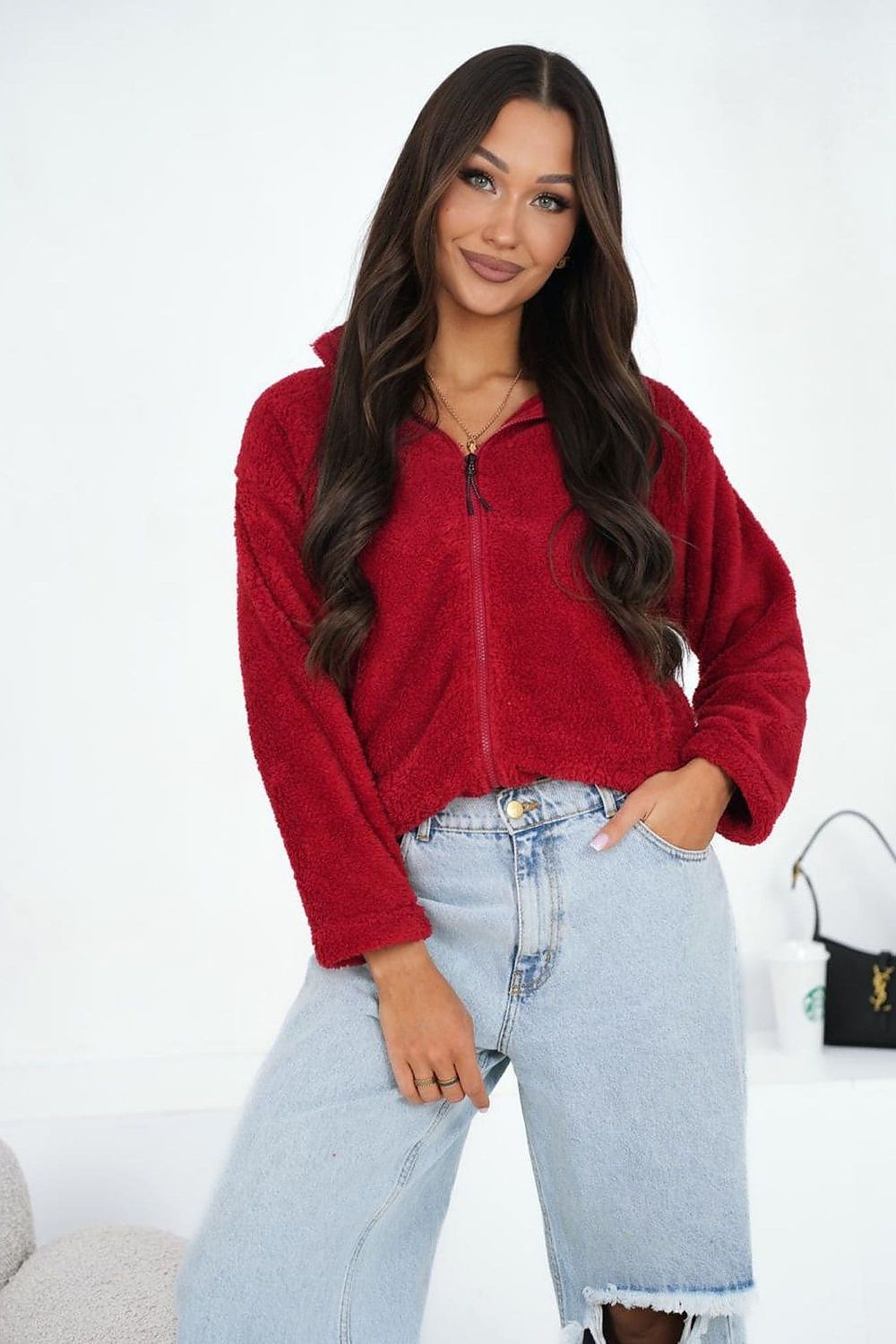 Sweatshirt Damen Teddy Fleece Reißverschluss – Kuschelig & Warm