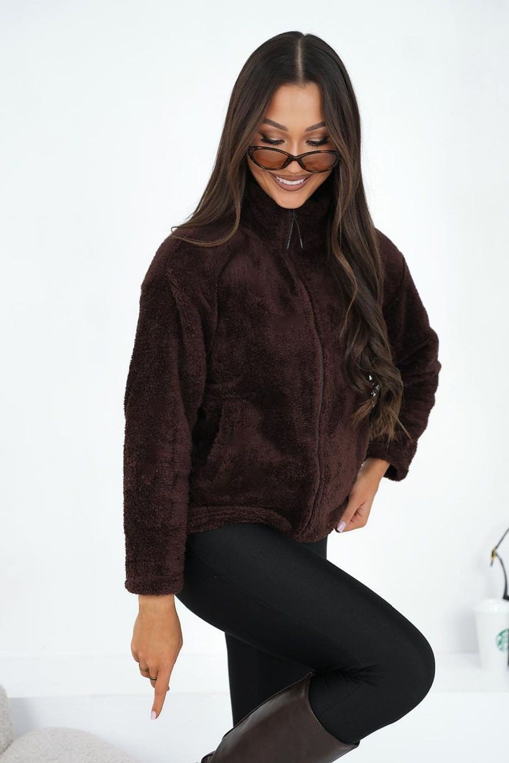 Sweatshirt Damen Teddy Fleece Reißverschluss – Kuschelig & Warm