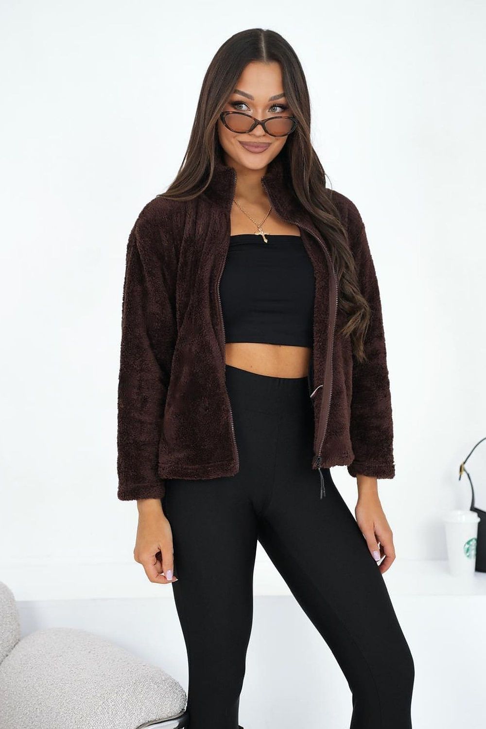 Sweatshirt Damen Teddy Fleece Reißverschluss – Kuschelig & Warm
