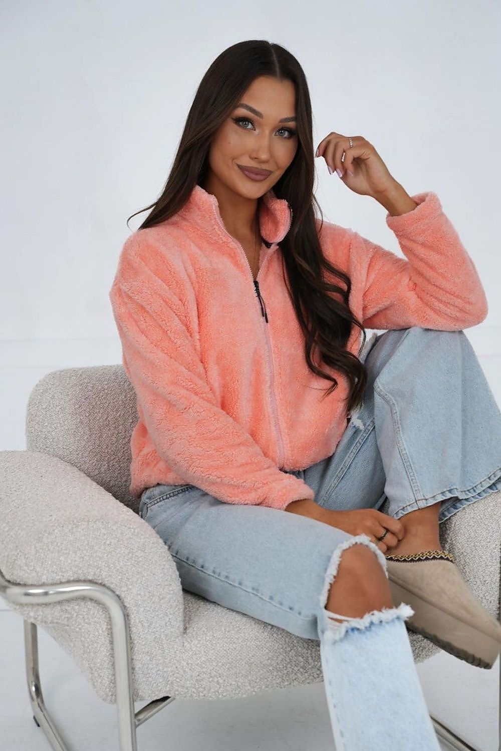 Sweatshirt Damen Teddy Fleece Reißverschluss – Kuschelig & Warm