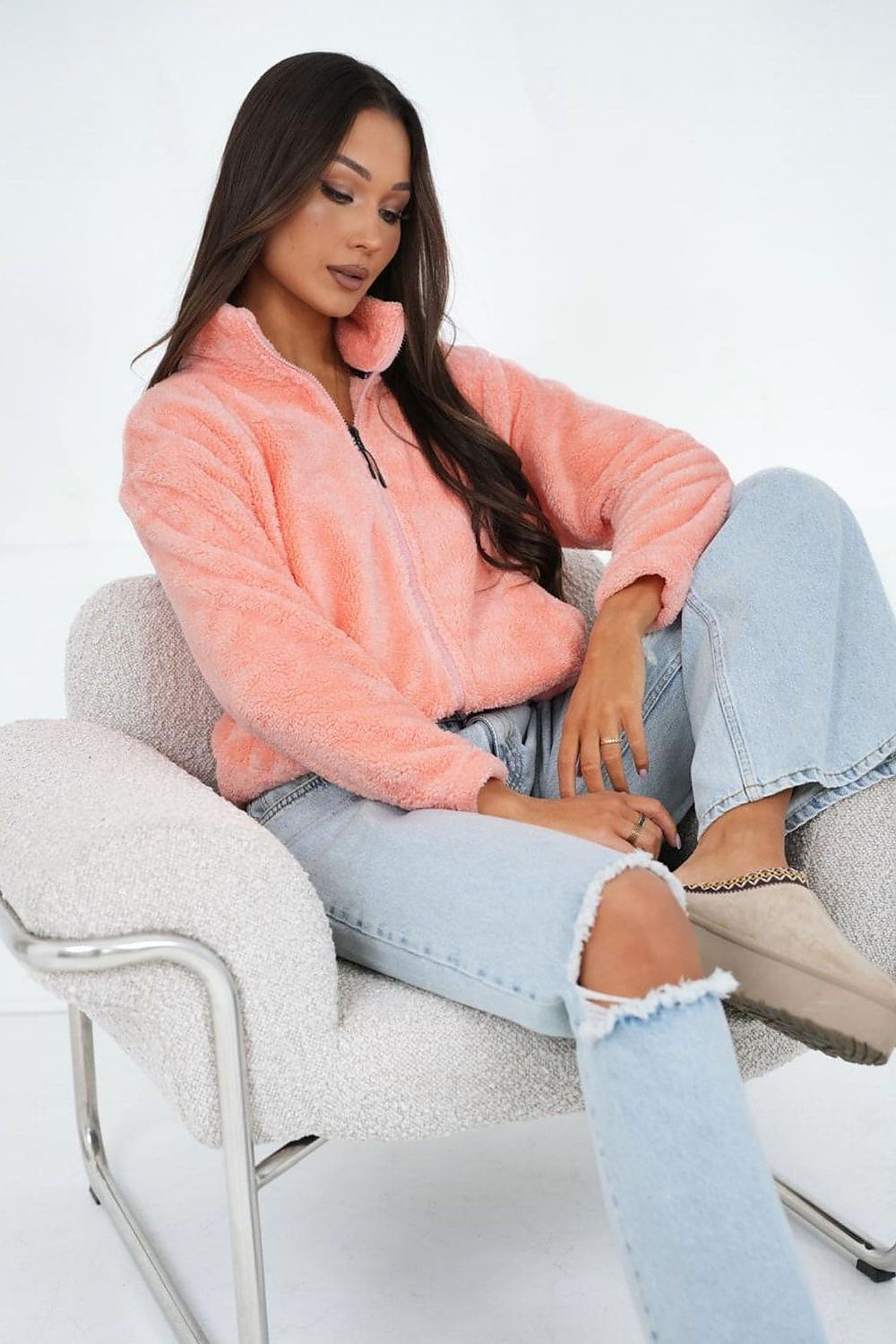 Sweatshirt Damen Teddy Fleece Reißverschluss – Kuschelig & Warm