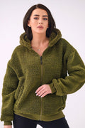 Lammfell Hoodie Damen Reißverschluss Kapuze Polyester