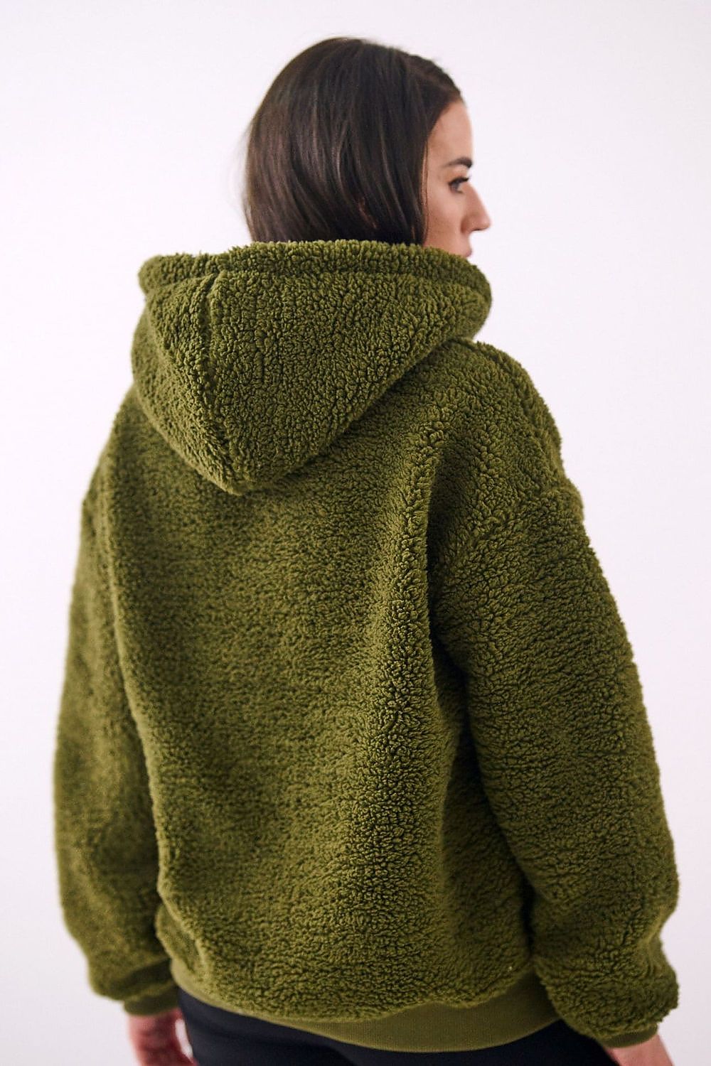 Lammfell Hoodie Damen Reißverschluss Kapuze Polyester