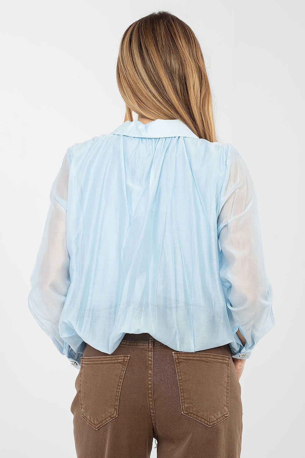 Hemd Damen Tencel Elegant Gummibund Kragen Universalgröße