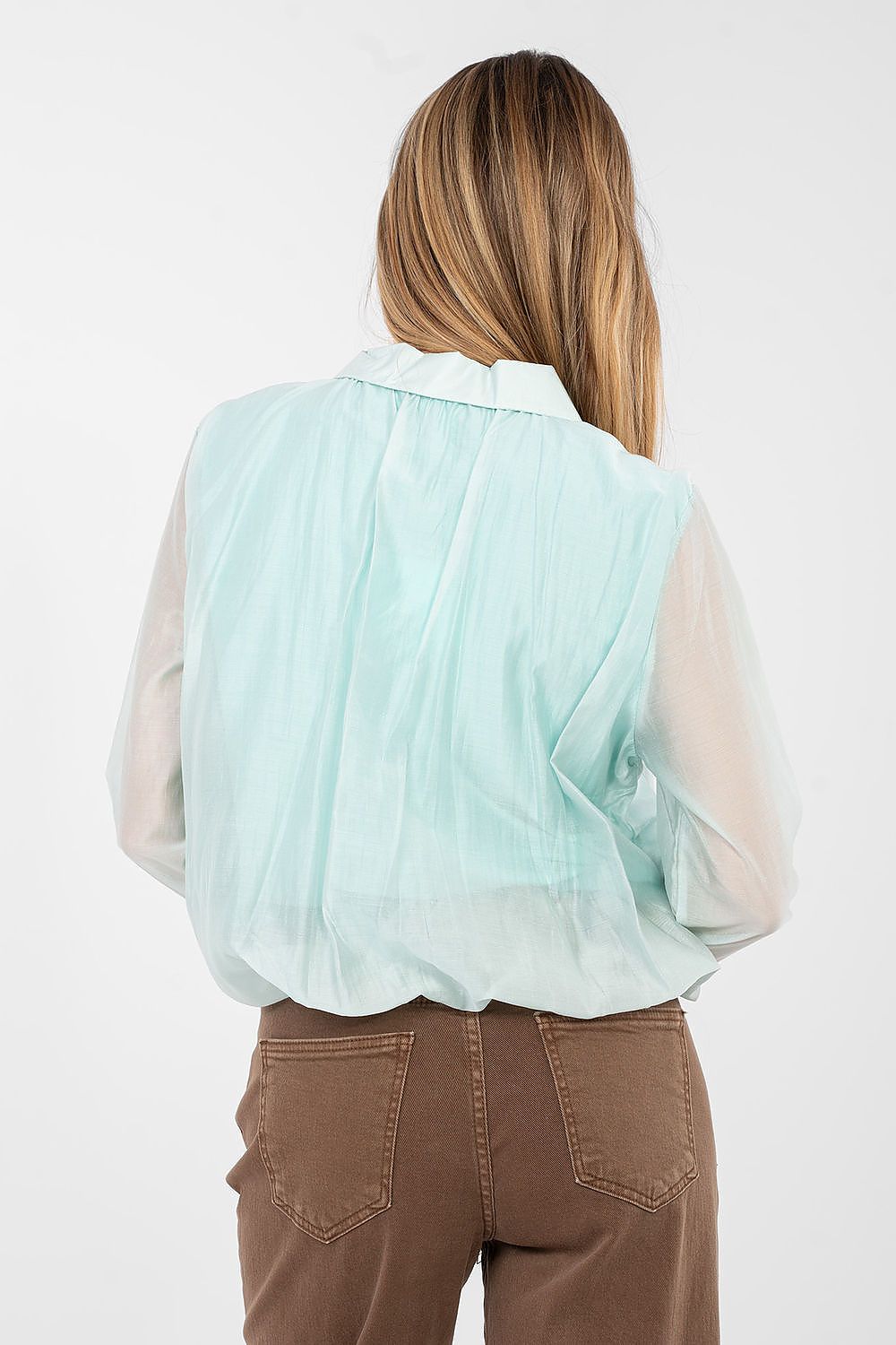 Hemd Damen Tencel Elegant Gummibund Kragen Universalgröße