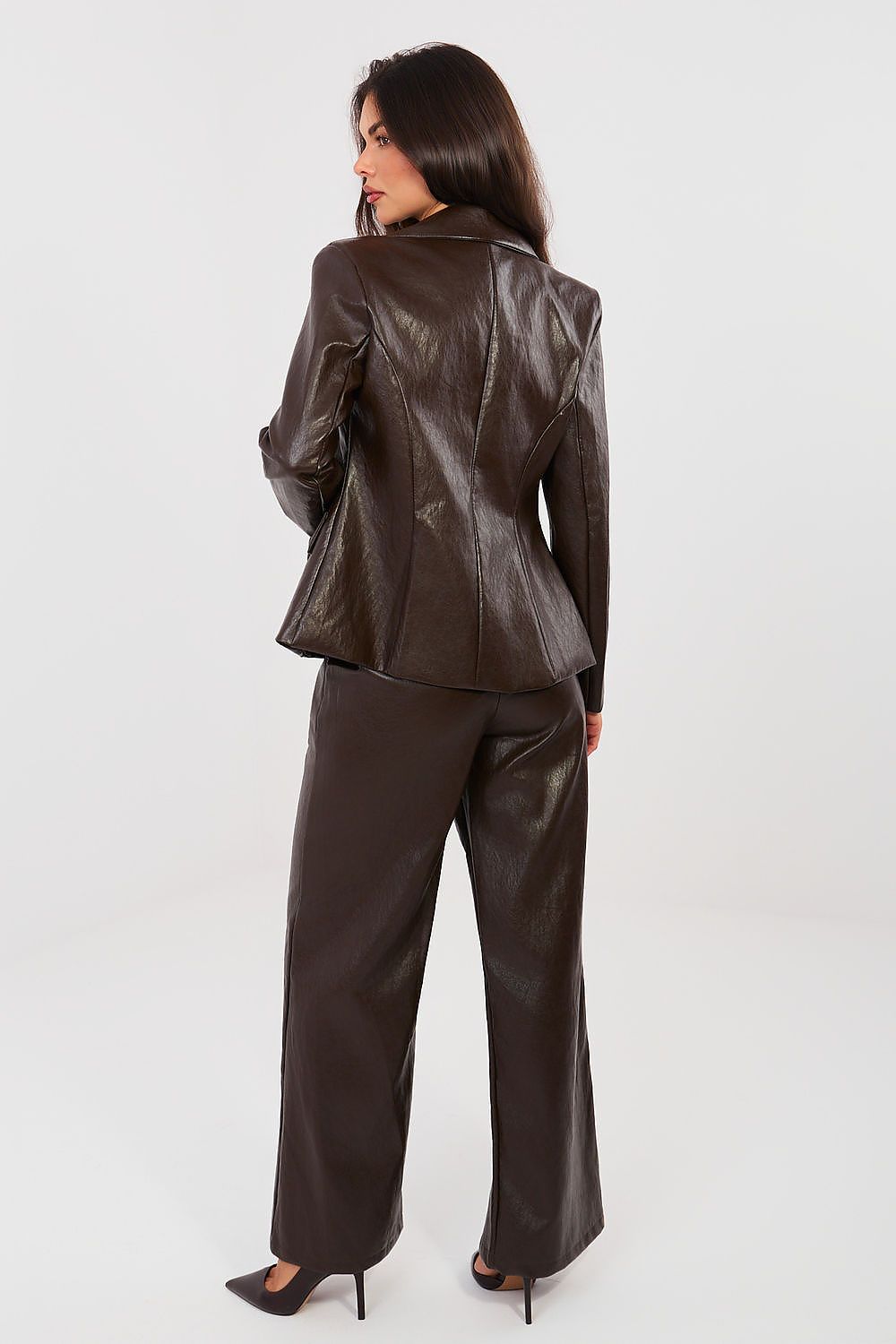 Kunstleder Hose Damen Wide Leg - Hohe Taille