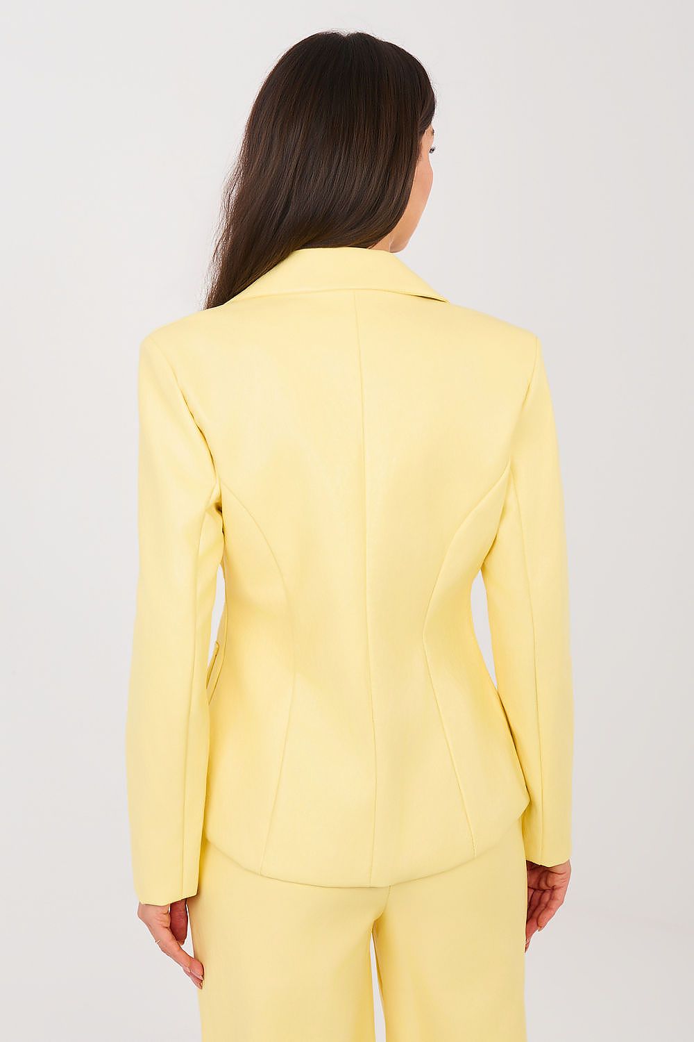 Damen Blazer Kunstleder Langarm - Elegante Jacke Doppelreiher