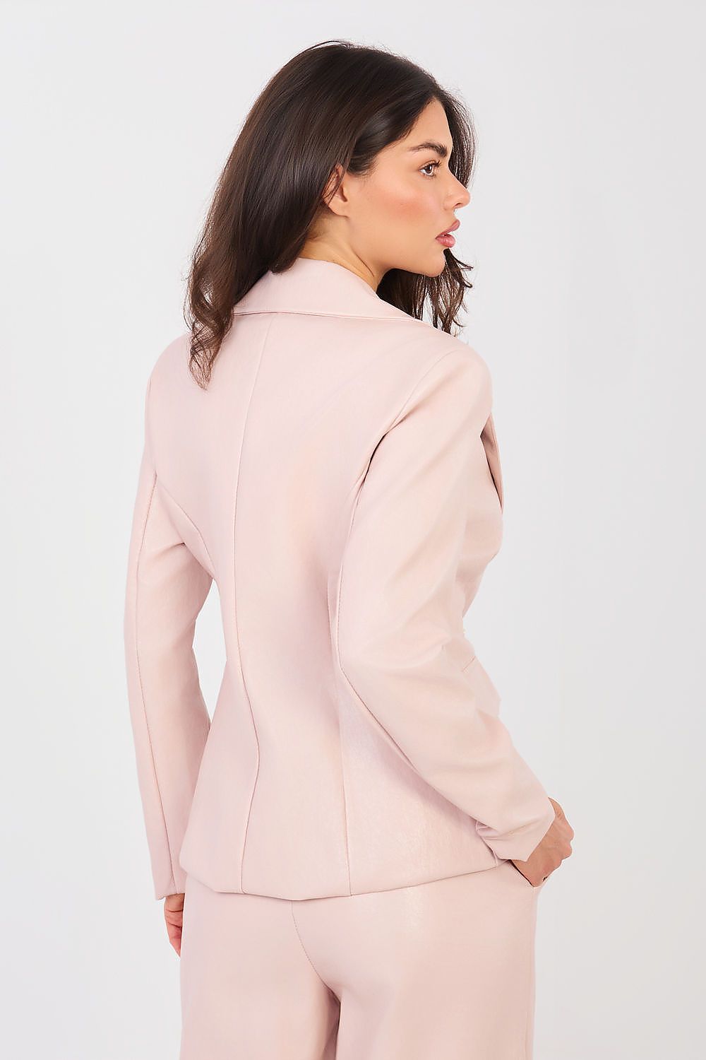 Damen Blazer Kunstleder Langarm - Elegante Jacke Doppelreiher