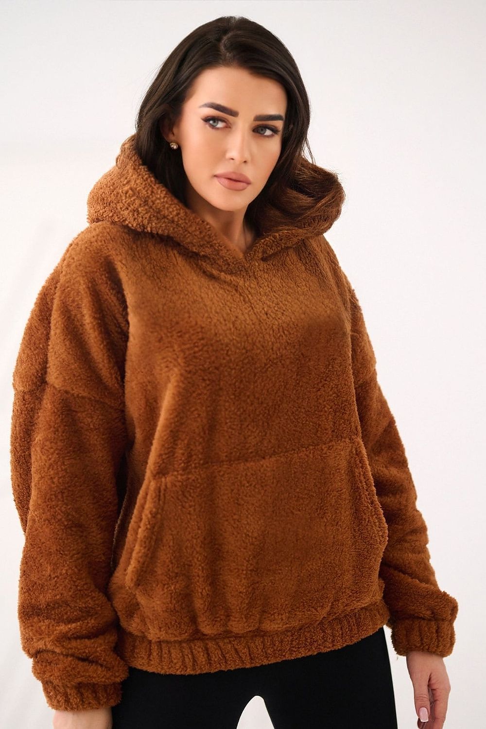 Hoodie Damen Bärenmotiv Kapuze Kängurutablesche