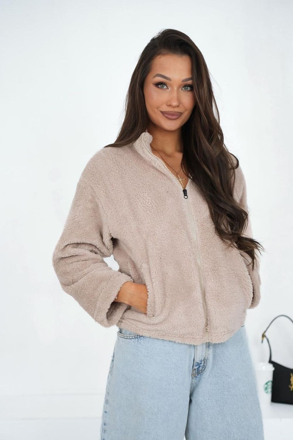 Sweatshirt Damen Teddy Fleece Reißverschluss – Kuschelig & Warm