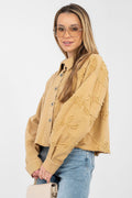 Jeansjacke Damen Kurz Fransen - Bestickte Blumen Baumwolle