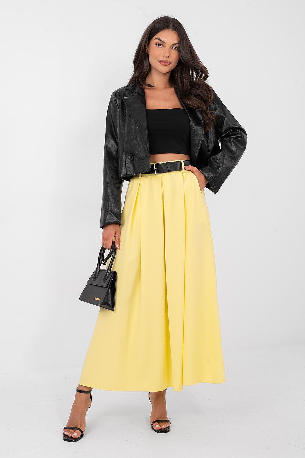 Maxirock Italy Moda Damen – Ausgestellt mit Kontrafalten