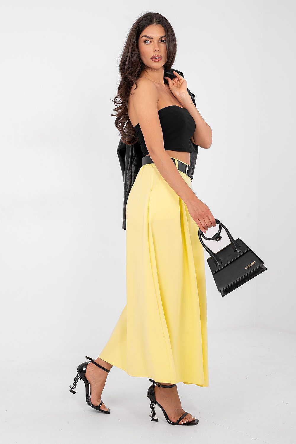 Maxirock Italy Moda Damen – Ausgestellt mit Kontrafalten