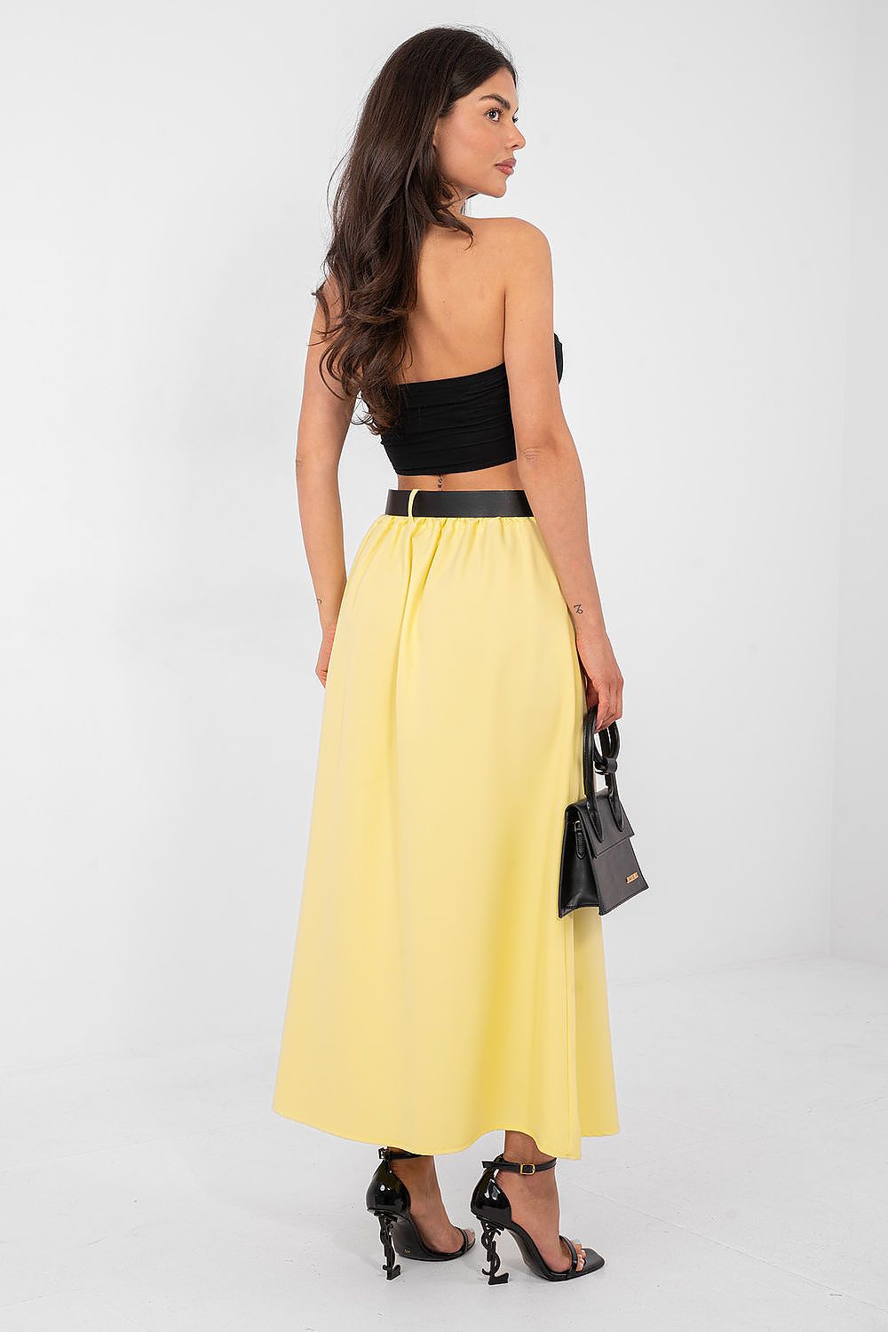 Maxirock Italy Moda Damen – Ausgestellt mit Kontrafalten