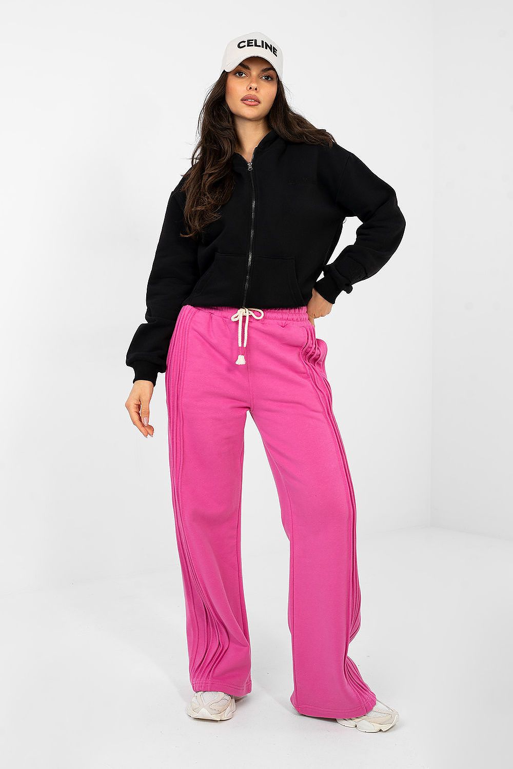 Hoodie Damen Reißverschluss Stickerei Baumwolle