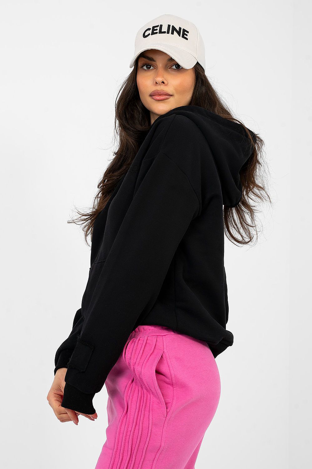 Hoodie Damen Reißverschluss Stickerei Baumwolle