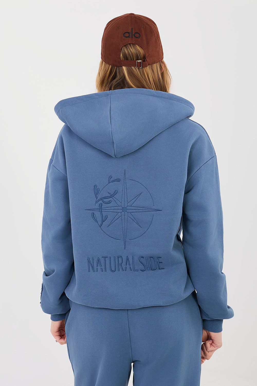 Hoodie Damen Reißverschluss Stickerei Baumwolle
