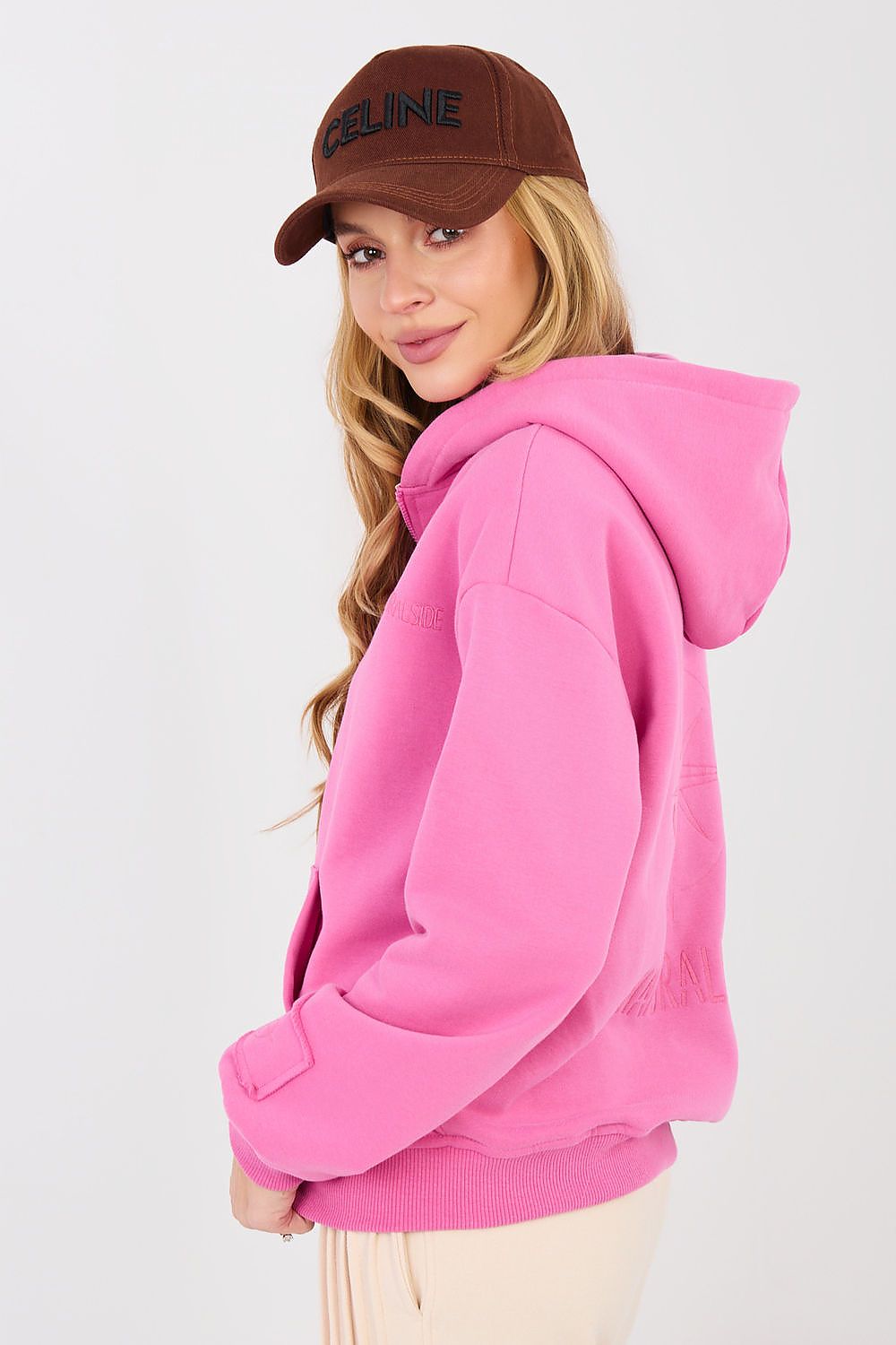 Hoodie Damen Reißverschluss Stickerei Baumwolle