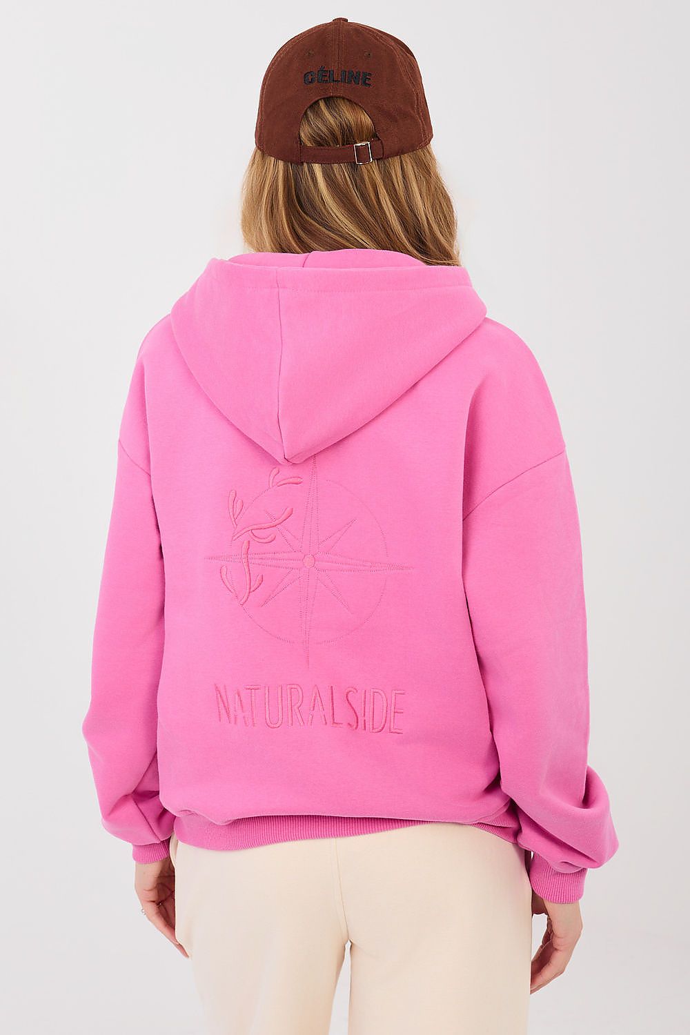 Hoodie Damen Reißverschluss Stickerei Baumwolle
