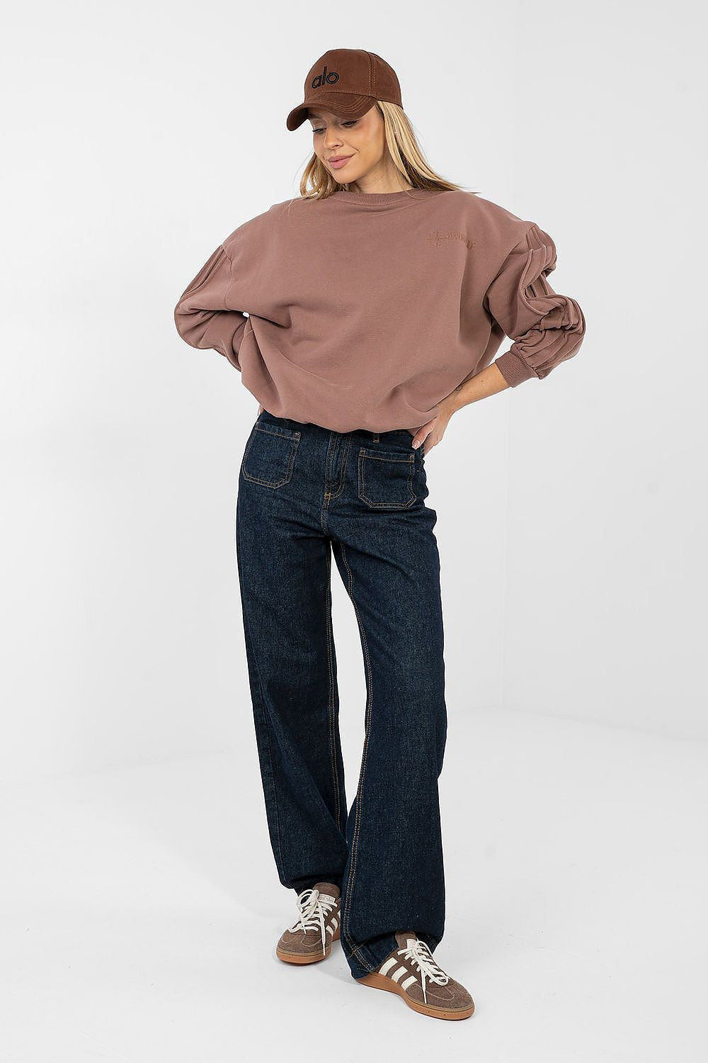 Pullover Damen Rundhals Stickerei Baumwolle Elasthan