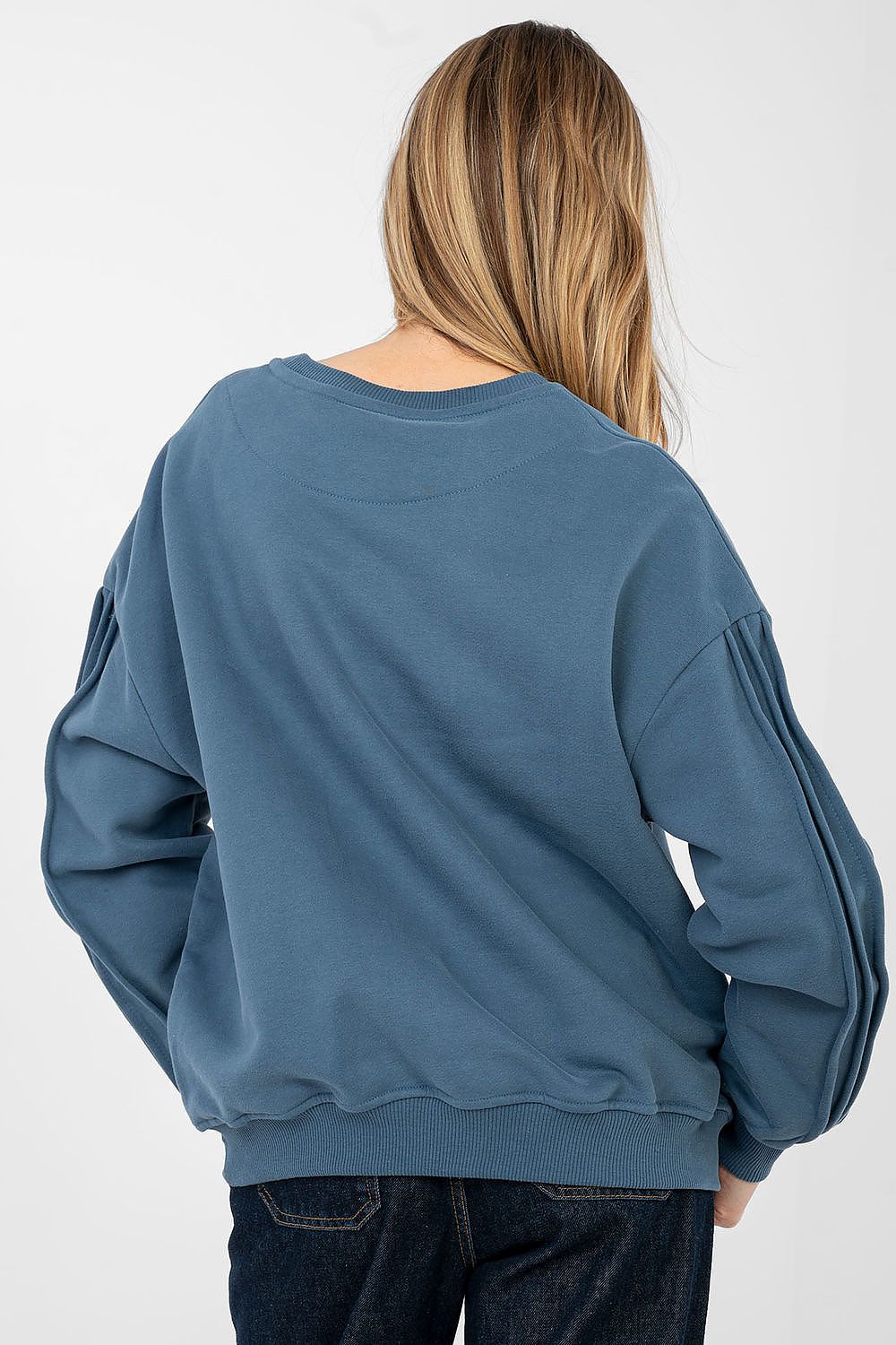 Pullover Damen Rundhals Stickerei Baumwolle Elasthan