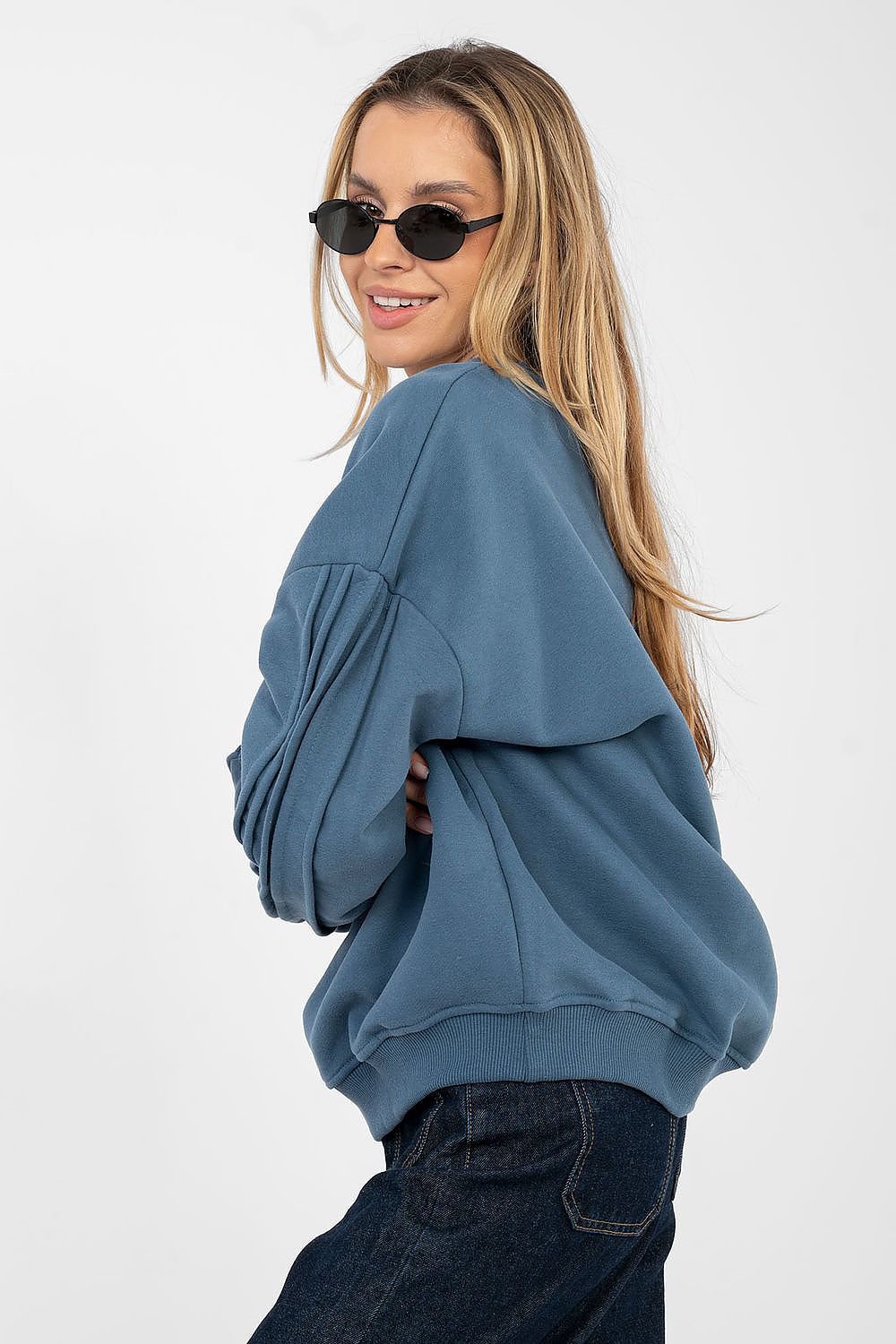 Pullover Damen Rundhals Stickerei Baumwolle Elasthan