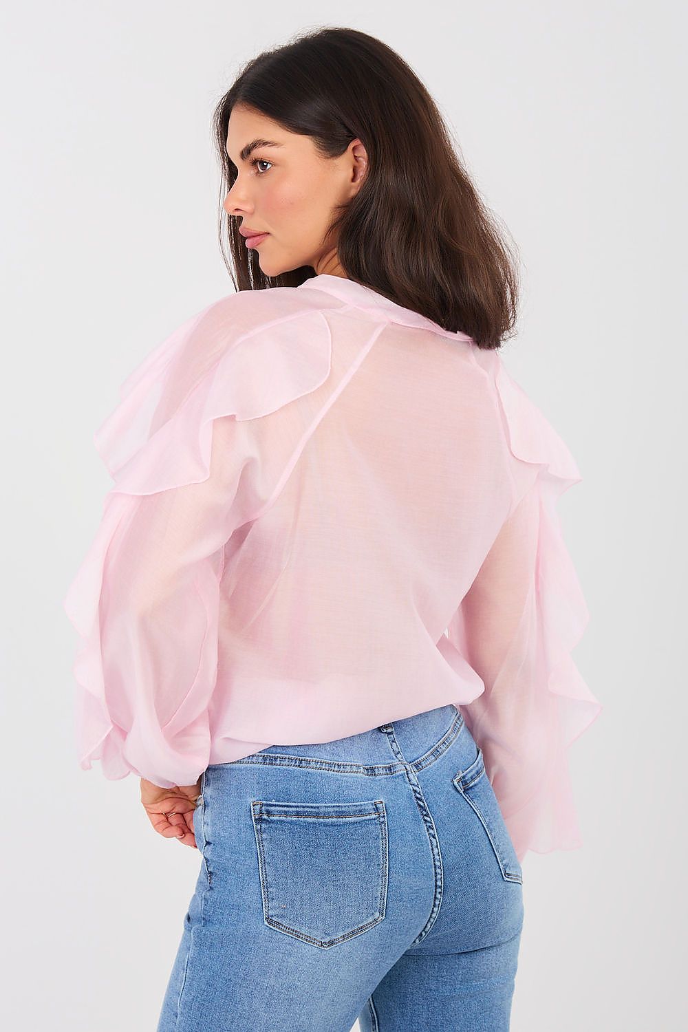 Hemd Damen Kragenlos Puffärmel Tencel – Elegant & Feminin