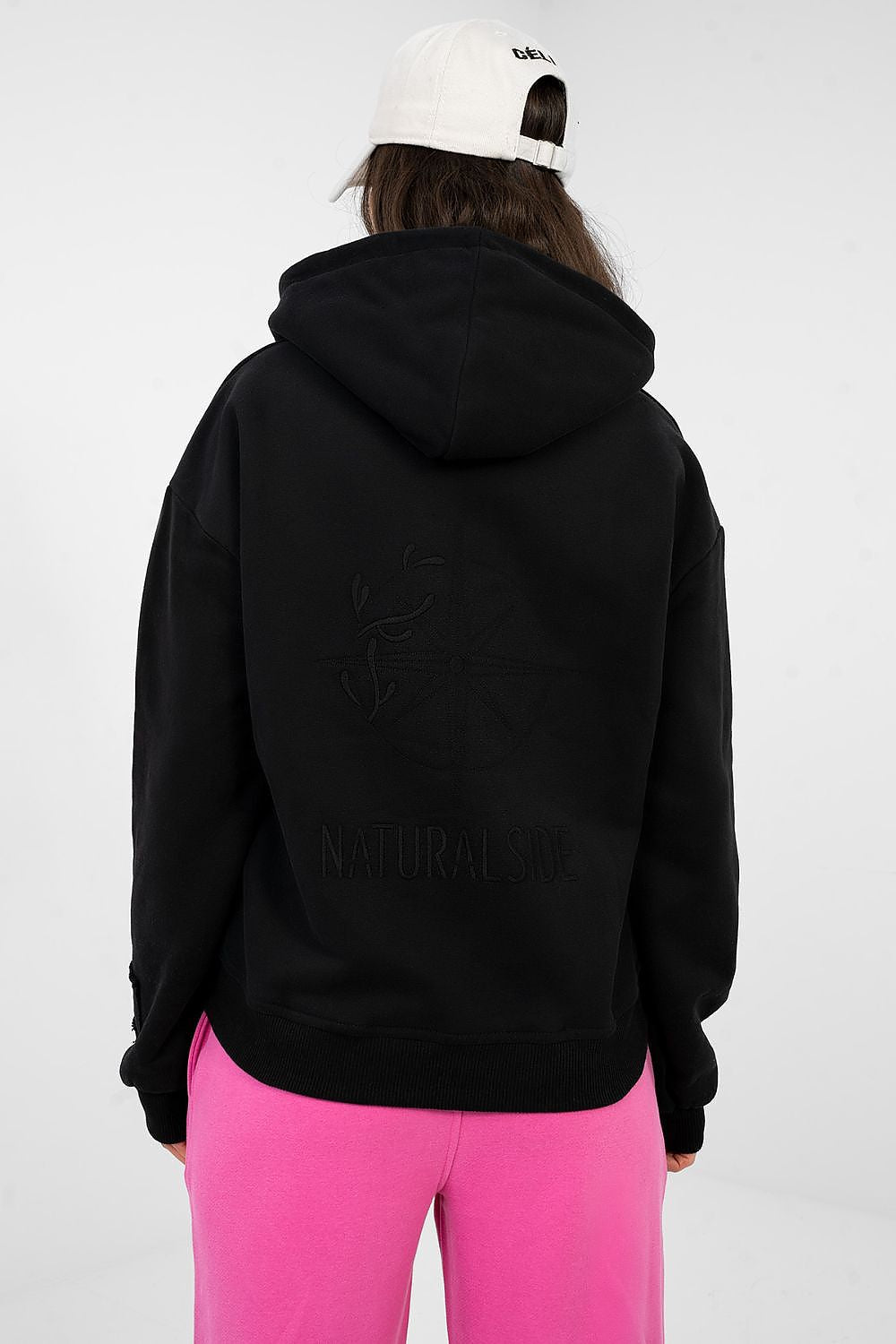 Hoodie Damen Reißverschluss Stickerei Baumwolle